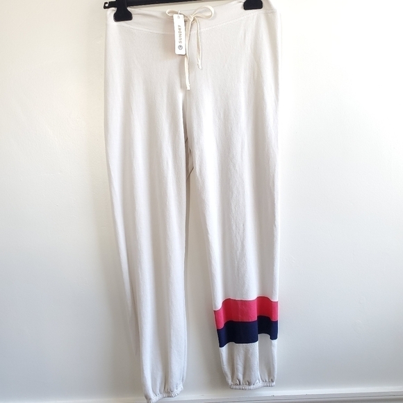 New Anthropologie Sundry Block Stripes Basic Bone Jogger Sweatpants NWT 1/Small - Picture 7 of 12